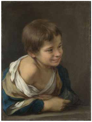 Niño riendo asomado a la ventana