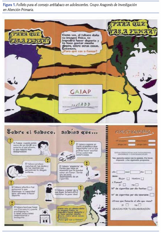 Folleto para el consejo antitabaco en adolescentes