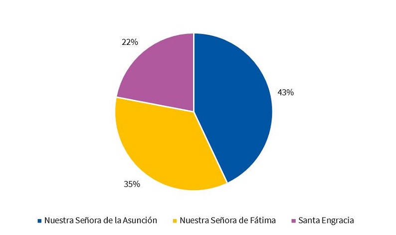 Distribución en porcentaje de niños según el colegio al que asisten