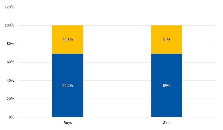 Figure 10. Percent distribution of type of weekly physical activity by sex (N = 317)