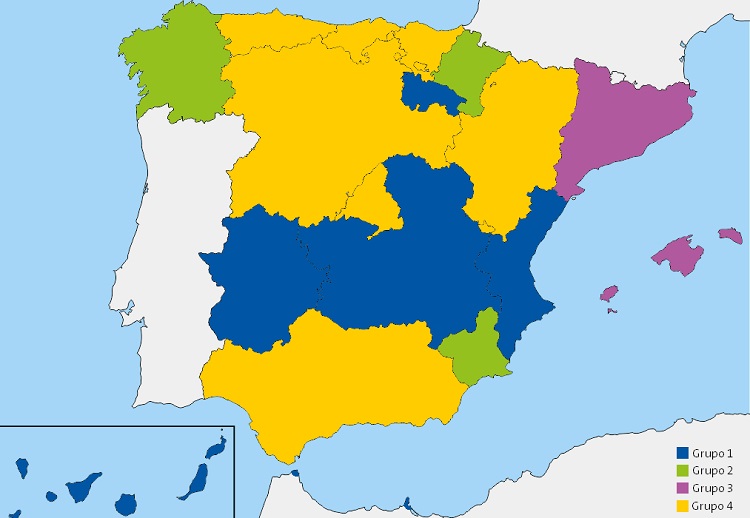 Figura 1. Representación gráfica de los 4 grupos de comunidades autónomas en función de la existencia de plan/guía para manejar el asma en edad pediátrica y la inclusión en su Cartera de Servicio de Atención Primaria