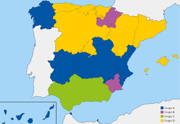 Figura 2. Representación gráfica de los 4 grupos de comunidades autónomas en función de la existencia de plan/guía para manejar el asma en edad pediátrica y disponibilidad de módulo informático específico de asma en la historia clínica