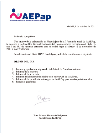 Convocatoria. Guadalajara, 12 de noviembre de 2011